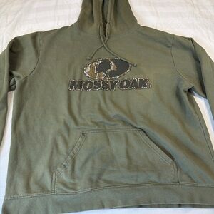 Mossy Oak Mens 2XL Green Pullover Hoodie Camo Logo Hunting